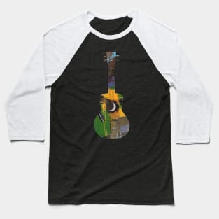Blues Classic Guitar Patchwork Collage Art Minimalist Design Baseball T-Shirt
